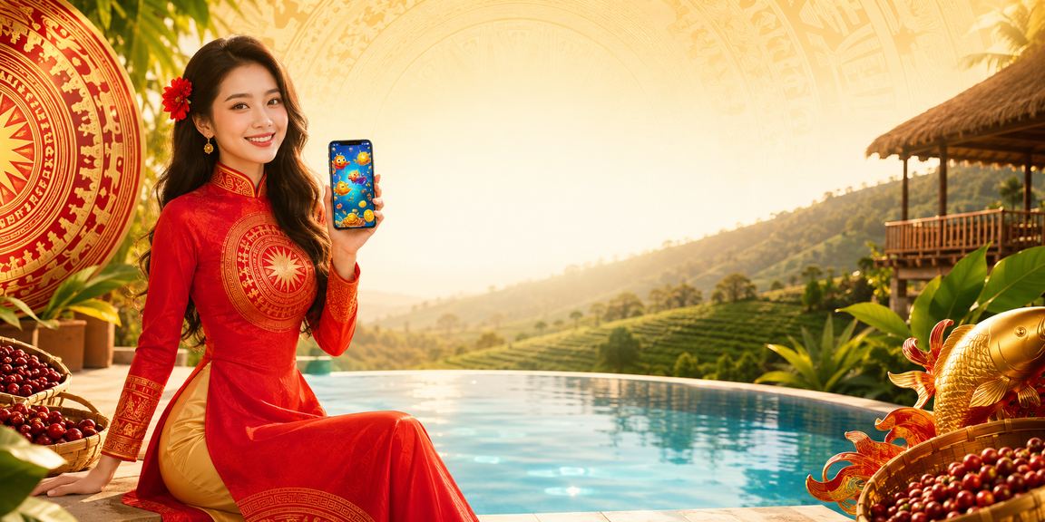 Thiếu nữ Huế mặc áo dài truyền thống, ngồi bên cầu Tràng Tiền, mở điện thoại xem hướng dẫn xoso360